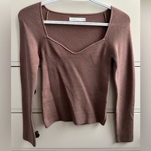 Oak + Fort Sweetheart Neckline Knit Sweater